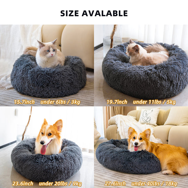 Pet Beds for Cats Dog Bed Washable Anti Anxiety Fluffy Dog Bed